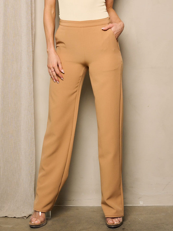 WOMEN'S ZIP UP POCKETS STRAIGHT LEG PANTS