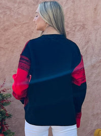 WOMEN'S LONG SLEEVE COLORBLOCK PULLOVER SWEATER