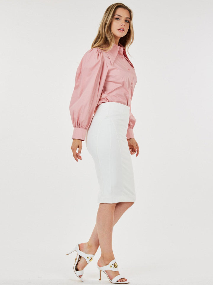 WOMEN'S ZIPPER CLOSURE PENCIL MIDI SKIRT