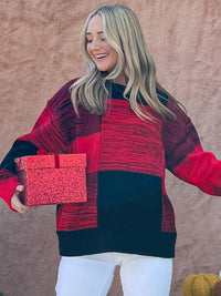 WOMEN'S LONG SLEEVE COLORBLOCK PULLOVER SWEATER