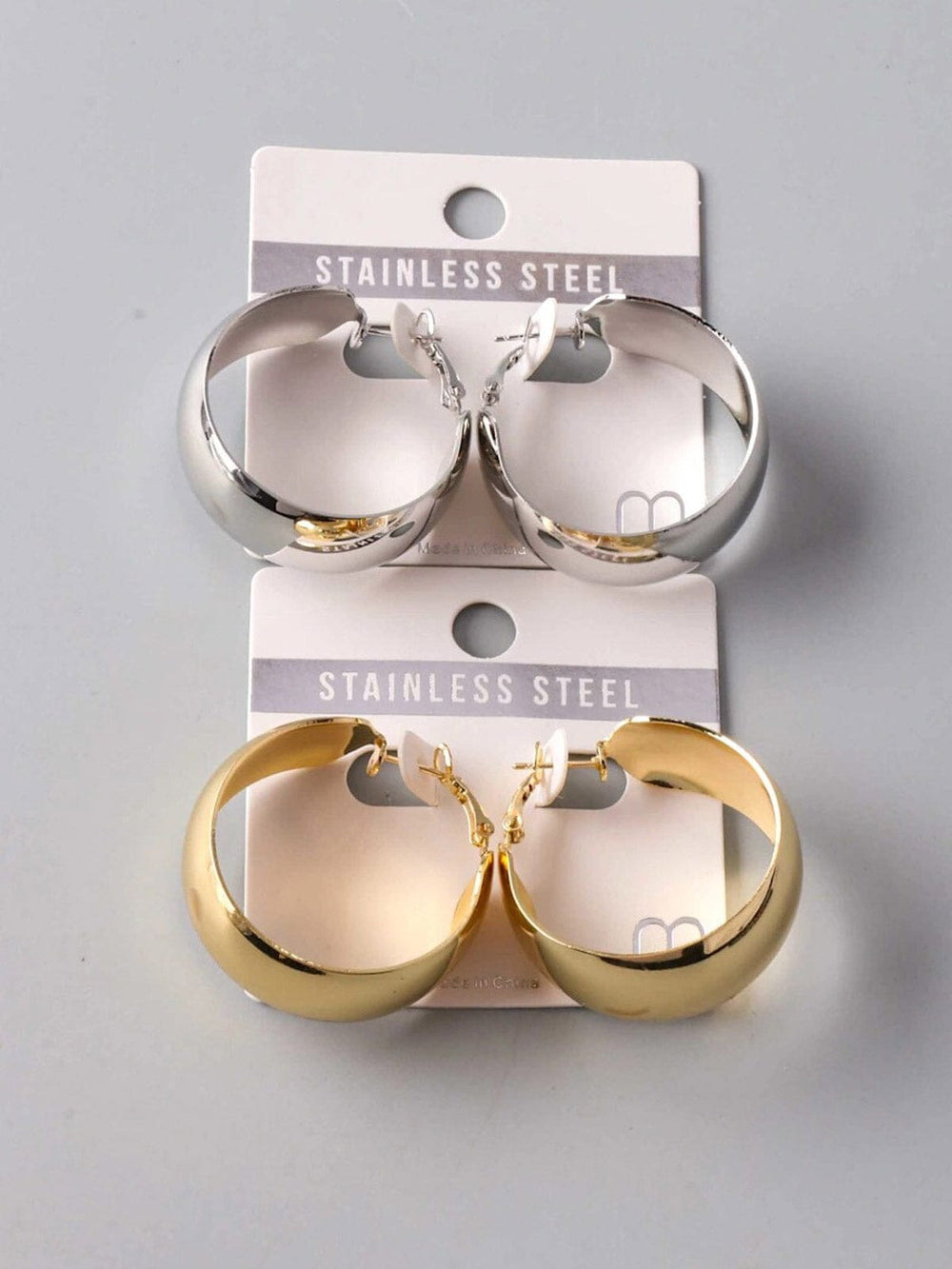 FASHION GOLD & SILVER STAINLESS STEEL EARRINGS
