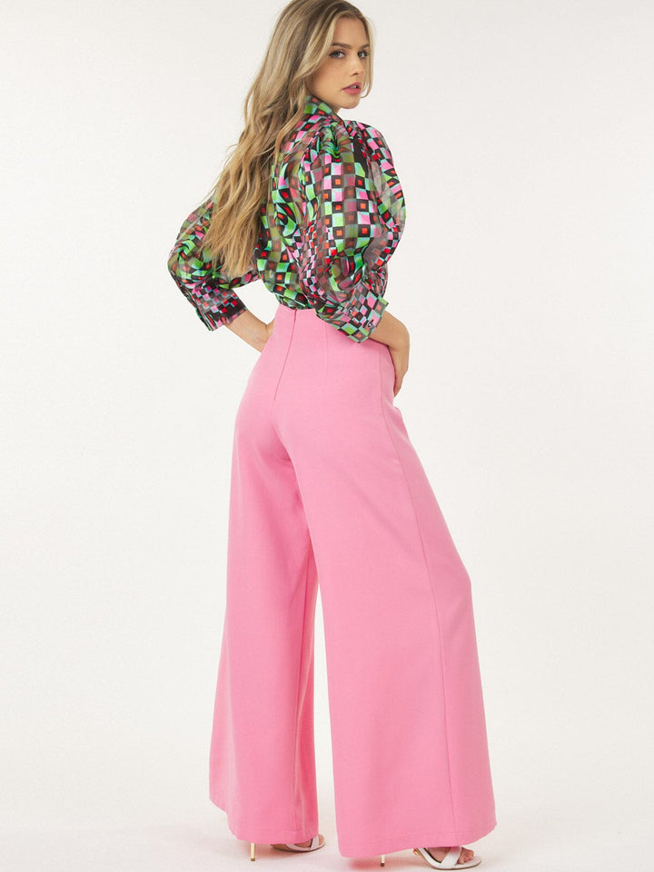 WOMEN'S ZIP UP WIDE LEG PALAZZO PANTS