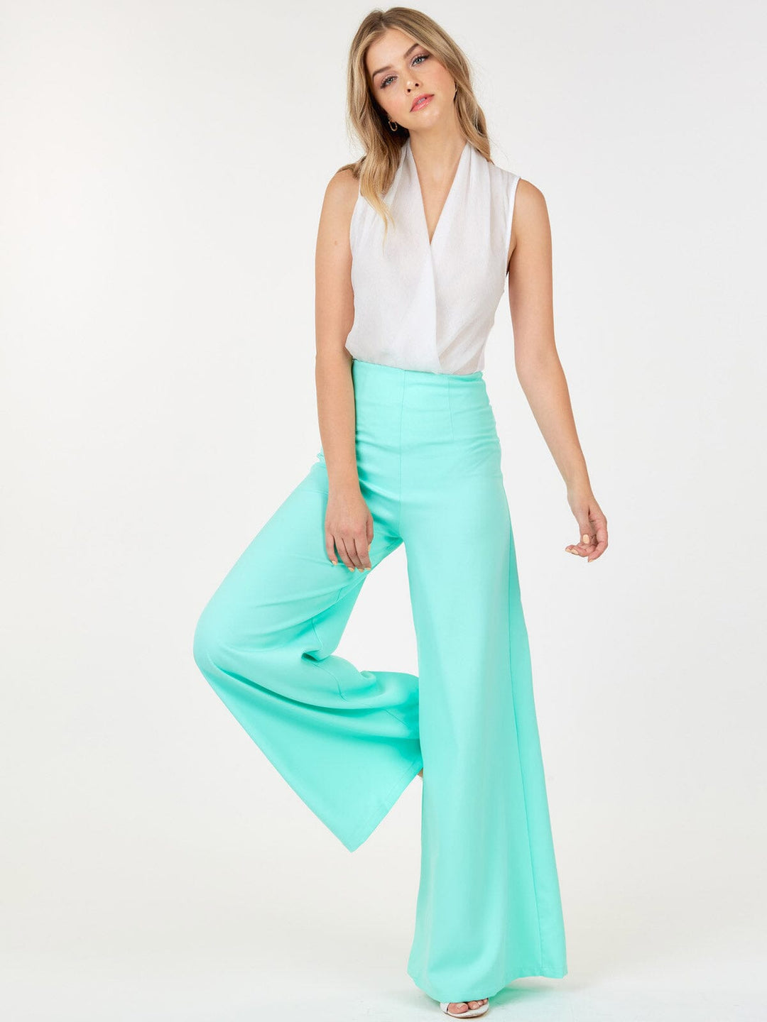 WOMEN'S ZIP UP WIDE LEG PALAZZO PANTS