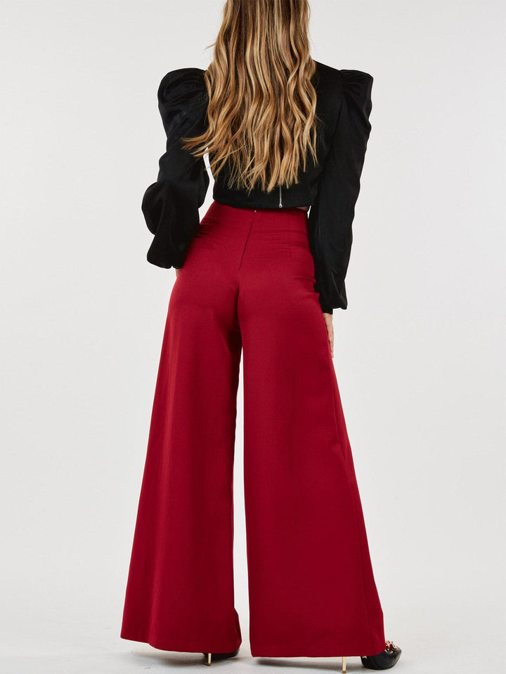 WOMEN'S ZIP UP WIDE LEG PALAZZO PANTS