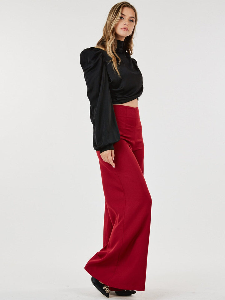 WOMEN'S ZIP UP WIDE LEG PALAZZO PANTS