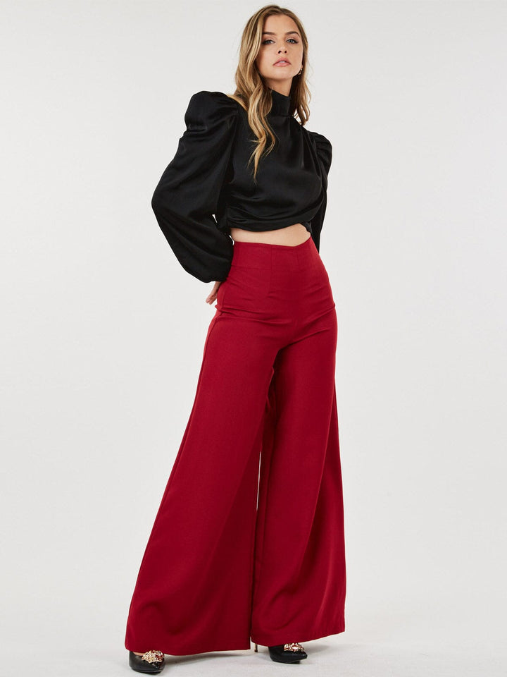 WOMEN'S ZIP UP WIDE LEG PALAZZO PANTS