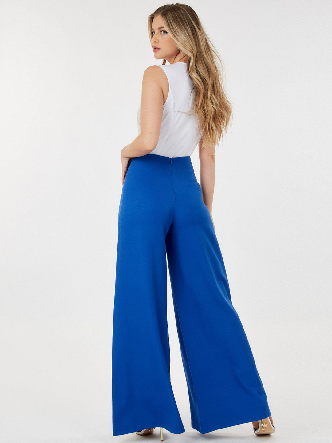 WOMEN'S ZIP UP WIDE LEG PALAZZO PANTS