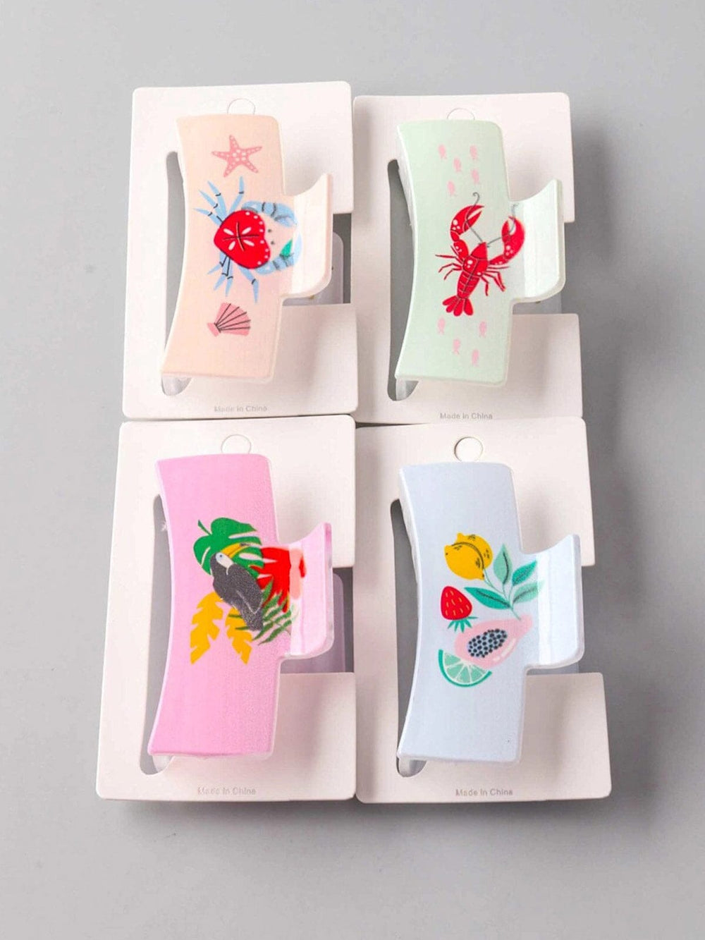 FASHION ASSORTED COLORS MULTI PRINT HAIR CLAW CLIPS