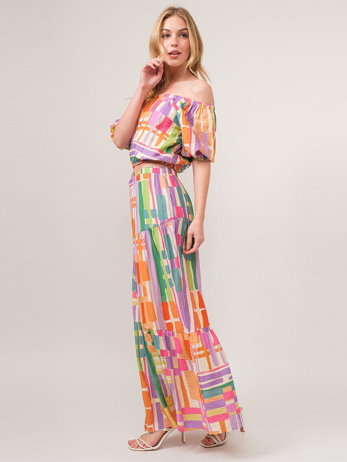 WOMEN'S SHORT SLEEVE MULTI COLOR BLOUSE
