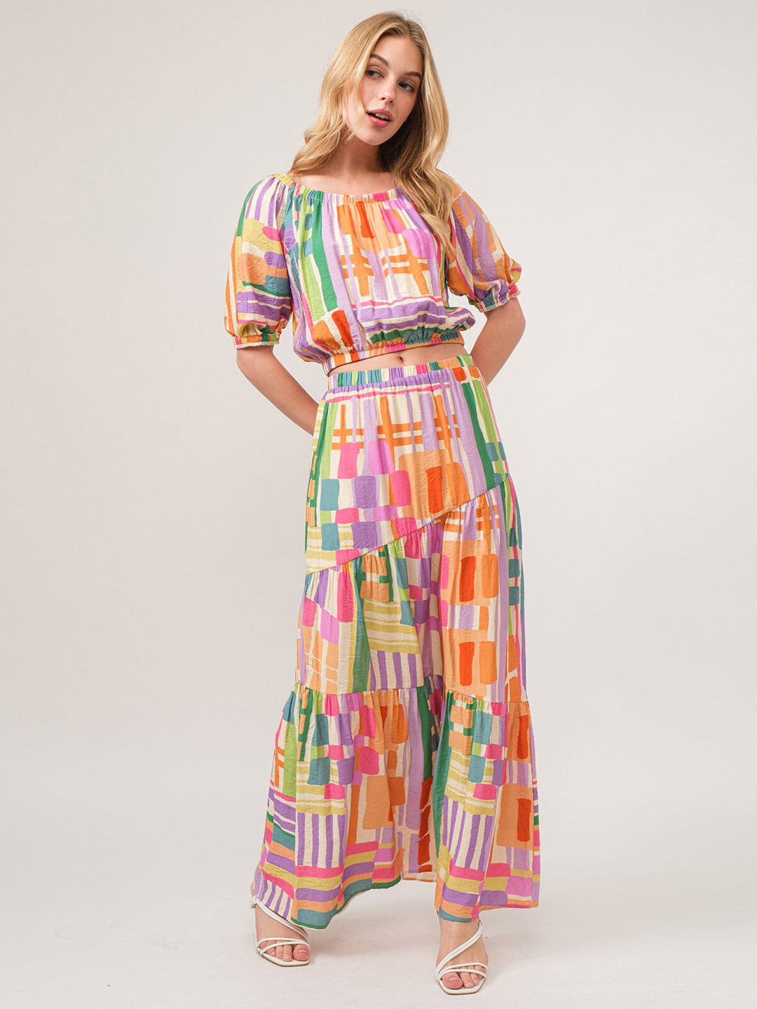 WOMEN'S SHORT SLEEVE MULTI COLOR BLOUSE