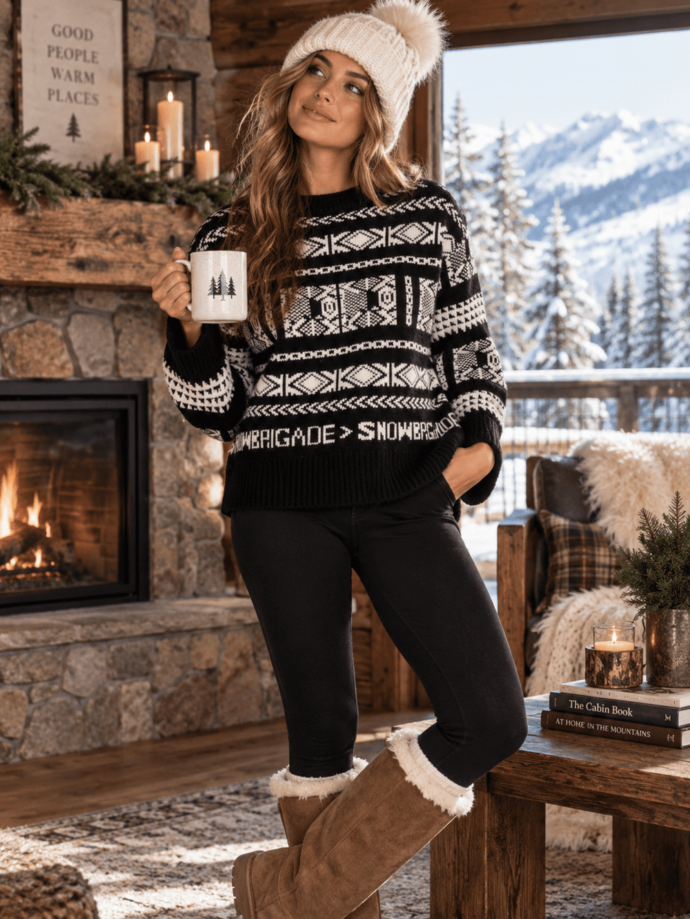 WOMEN'S LONG SLEEVE MULTI PRINT PULLOVER HOLIDAY SWEATER