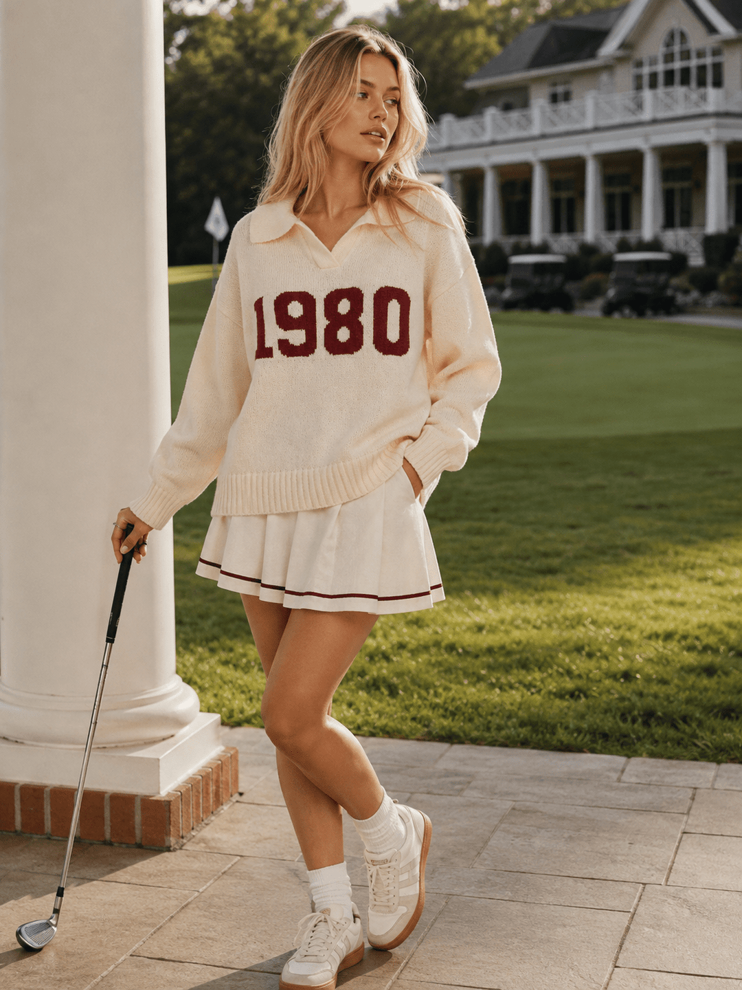 WOMEN'S LONG SLEEVE V-NECK GRAPHIC PULLOVER SWEATER