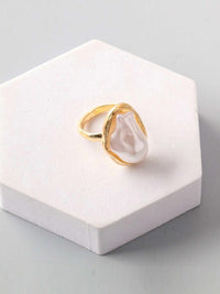 FASHION GOLD & SILVER MARBLE STONE RINGS