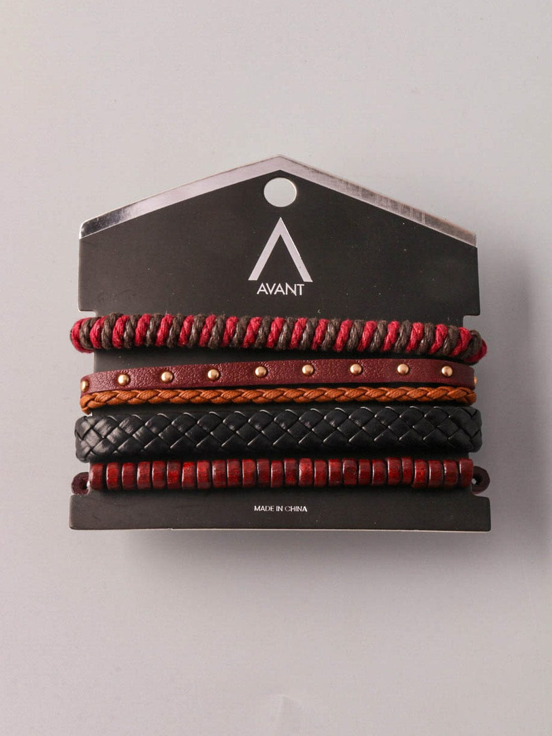 FASHION PLEATHER BLACK & RED BRACELETS