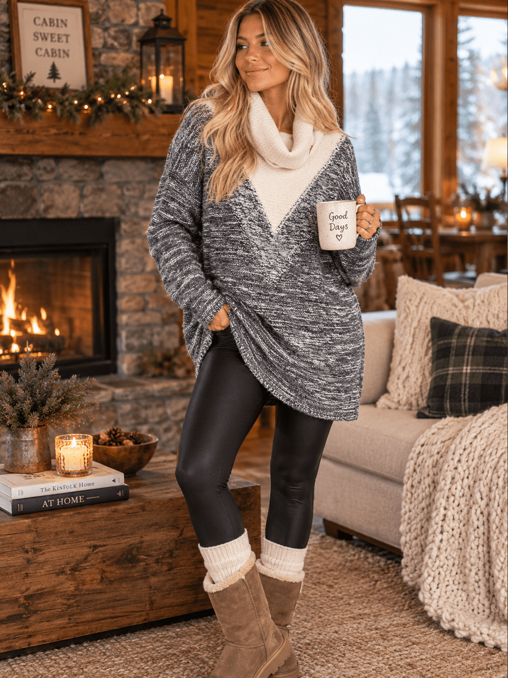 WOMEN'S LONG SLEEVE V-NECK OVERSIZED PULLOVER SWEATER (Copy)