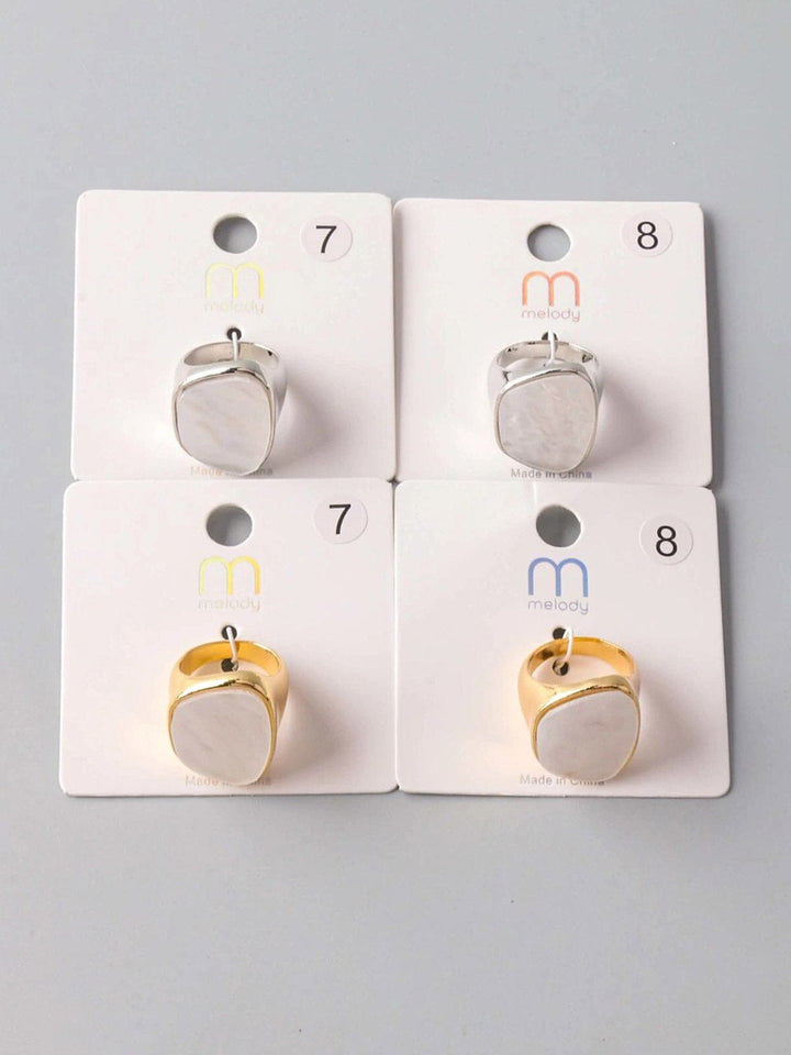FASHION GOLD & SILVER MARBLE STONE RINGS