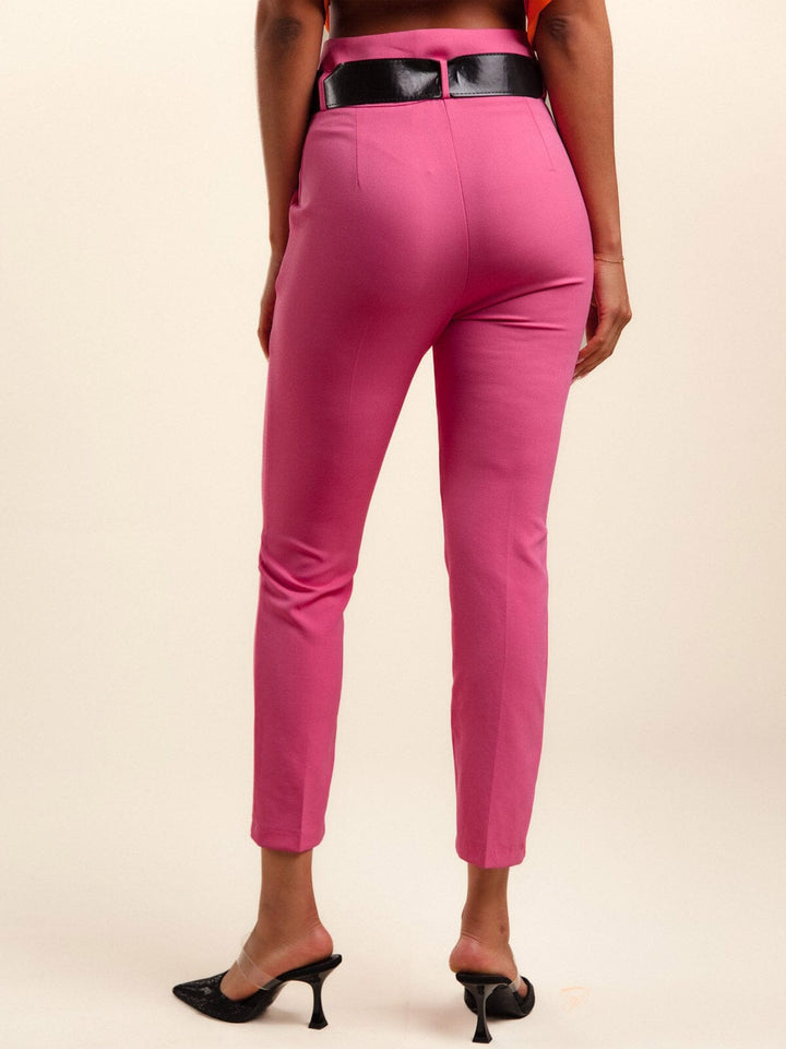 WOMEN'S FRONT POCKETS BELTED PANTS