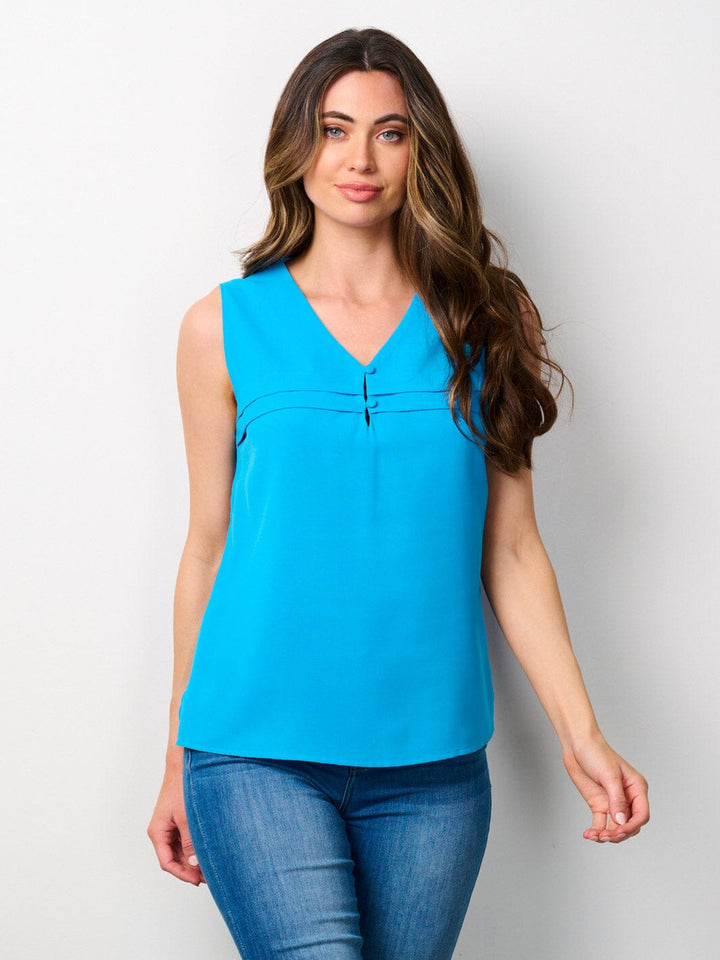 WOMEN'S SLEEVELESS V-NECK FRONT DETAILED TANK TOP