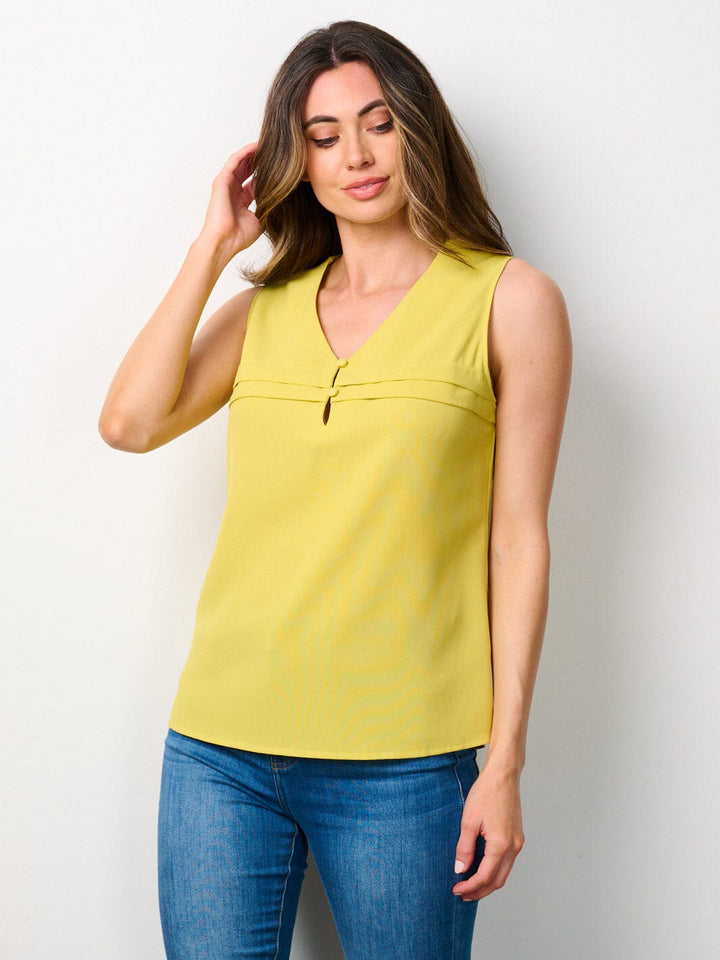 WOMEN'S SLEEVELESS V-NECK FRONT DETAILED TANK TOP