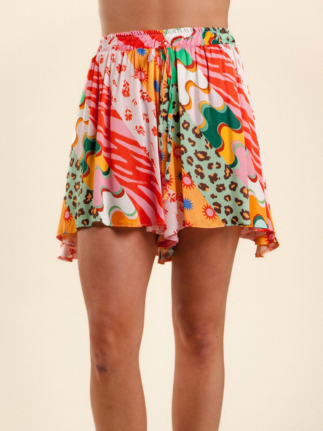 WOMEN'S MULTI PRINT FIT & FLARE SHORTS