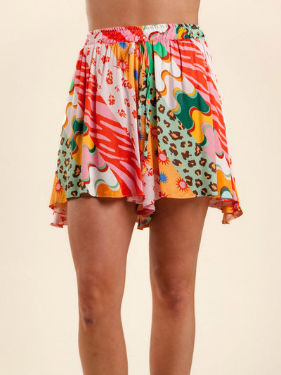 WOMEN'S MULTI PRINT FIT & FLARE SHORTS
