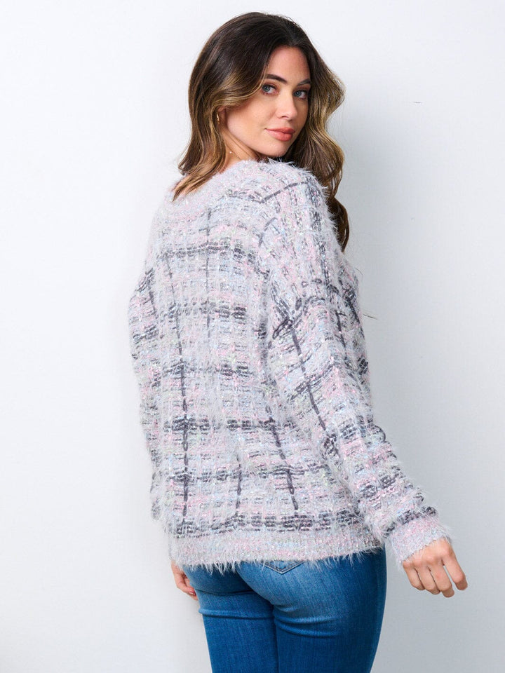 WOMEN'S LONG SLEEVE V-NECK MULTI COLORS SWEATER