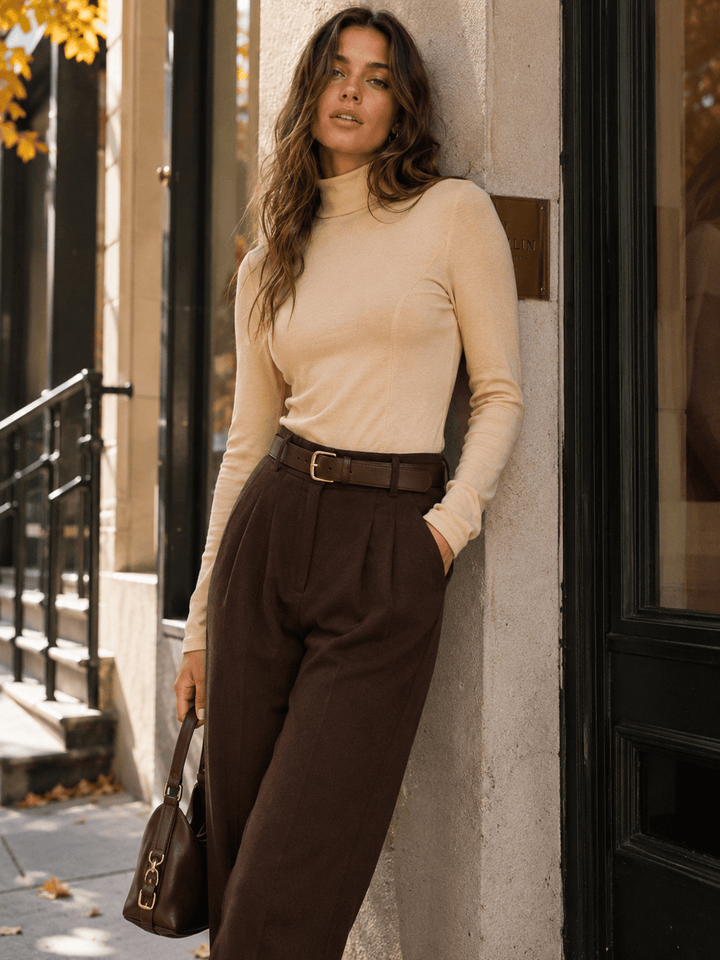 WOMEN'S LONG SLEEVE TURTLE NECK BASIC TOP