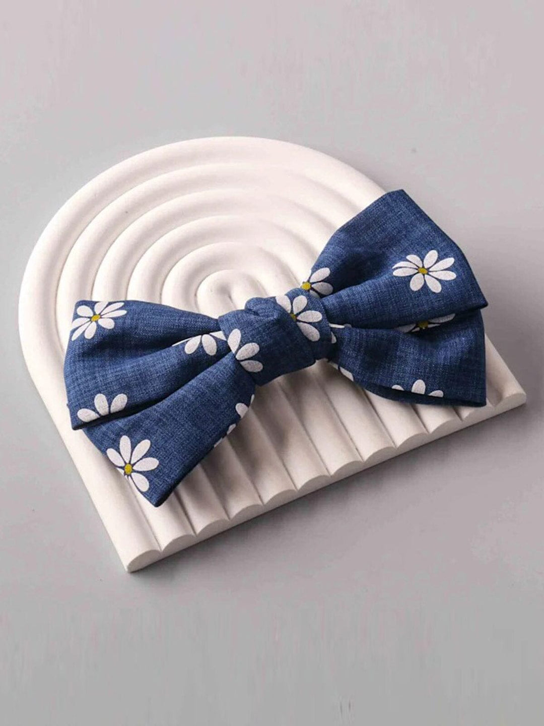 FASHION ASSORTED COLORS FLORAL DENIM BOW HAIR CLIPS