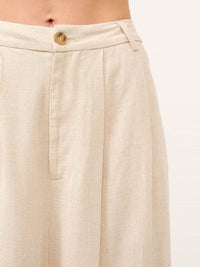 WOMEN'S BUTTON CLOSURE FRONT POCKETS WIDE LEG PANTS