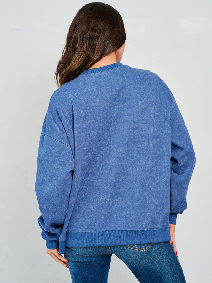 WOMEN'S LONG SLEEVE GRAPHIC STUDS PULLOVER SWEATER