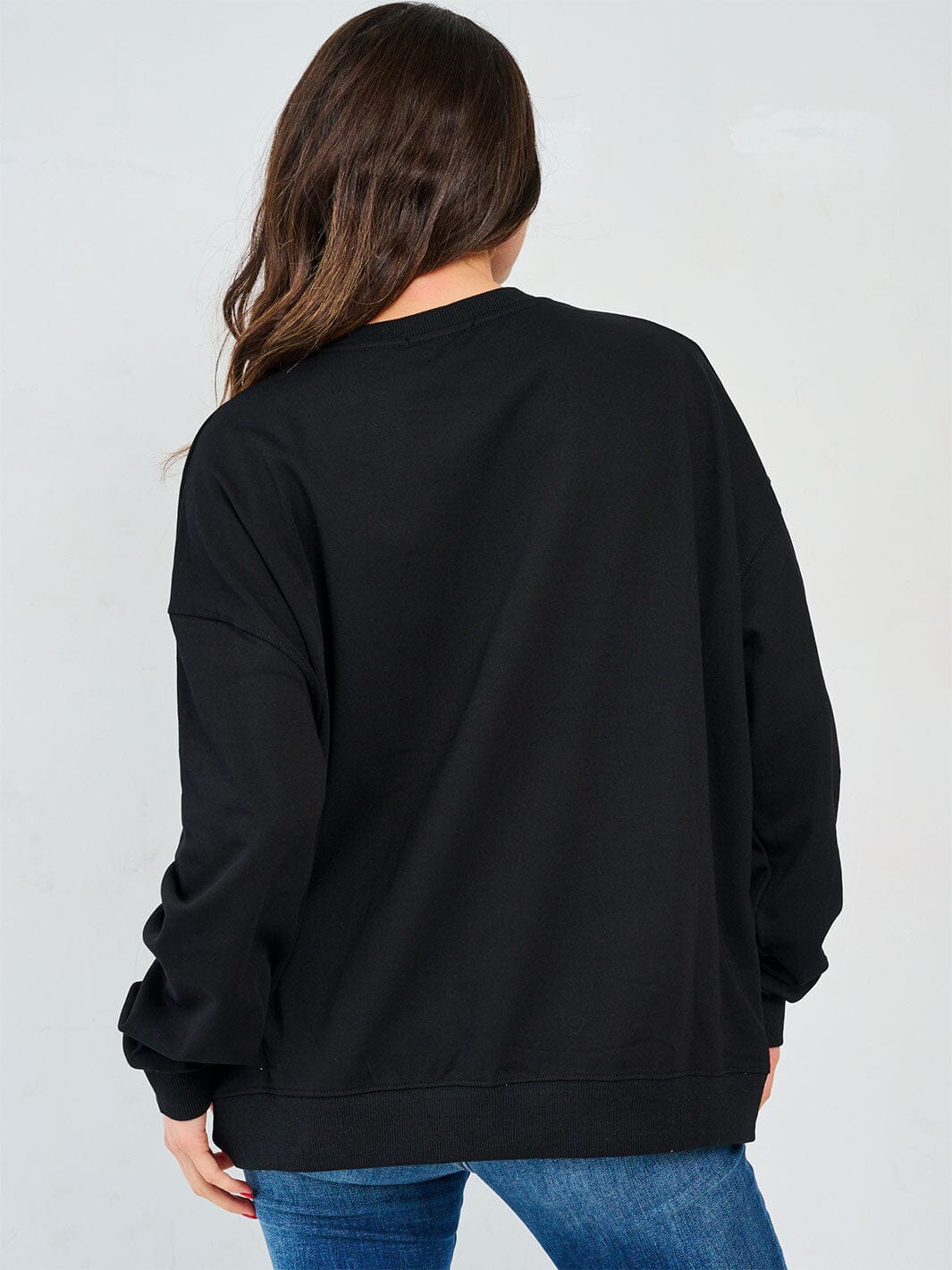 WOMEN'S LONG SLEEVE GRAPHIC STUDS PULLOVER SWEATER