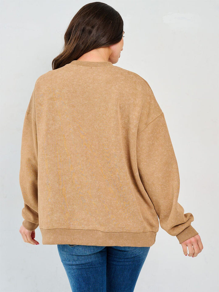 WOMEN'S LONG SLEEVE GRAPHIC PEARL PULLOVER SWEATER