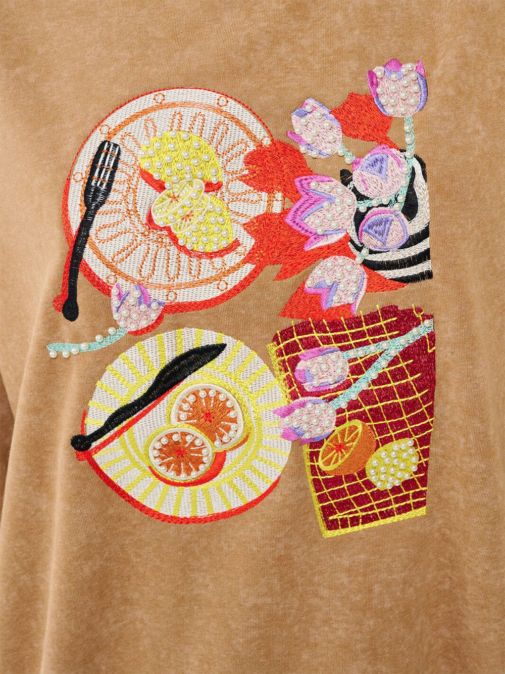 WOMEN'S LONG SLEEVE GRAPHIC PEARL PULLOVER SWEATER