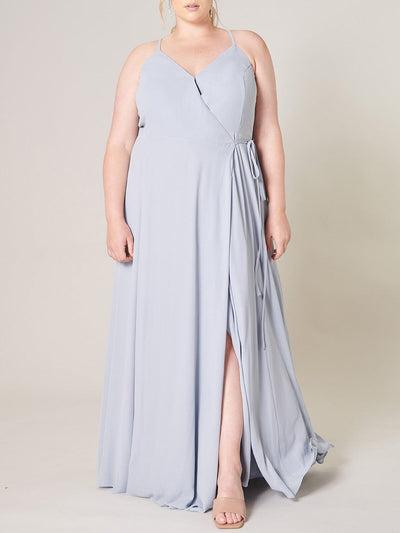 PLUS SIZE SLEEVELESS SURPLICE OPEN BACK MAXI DRESS