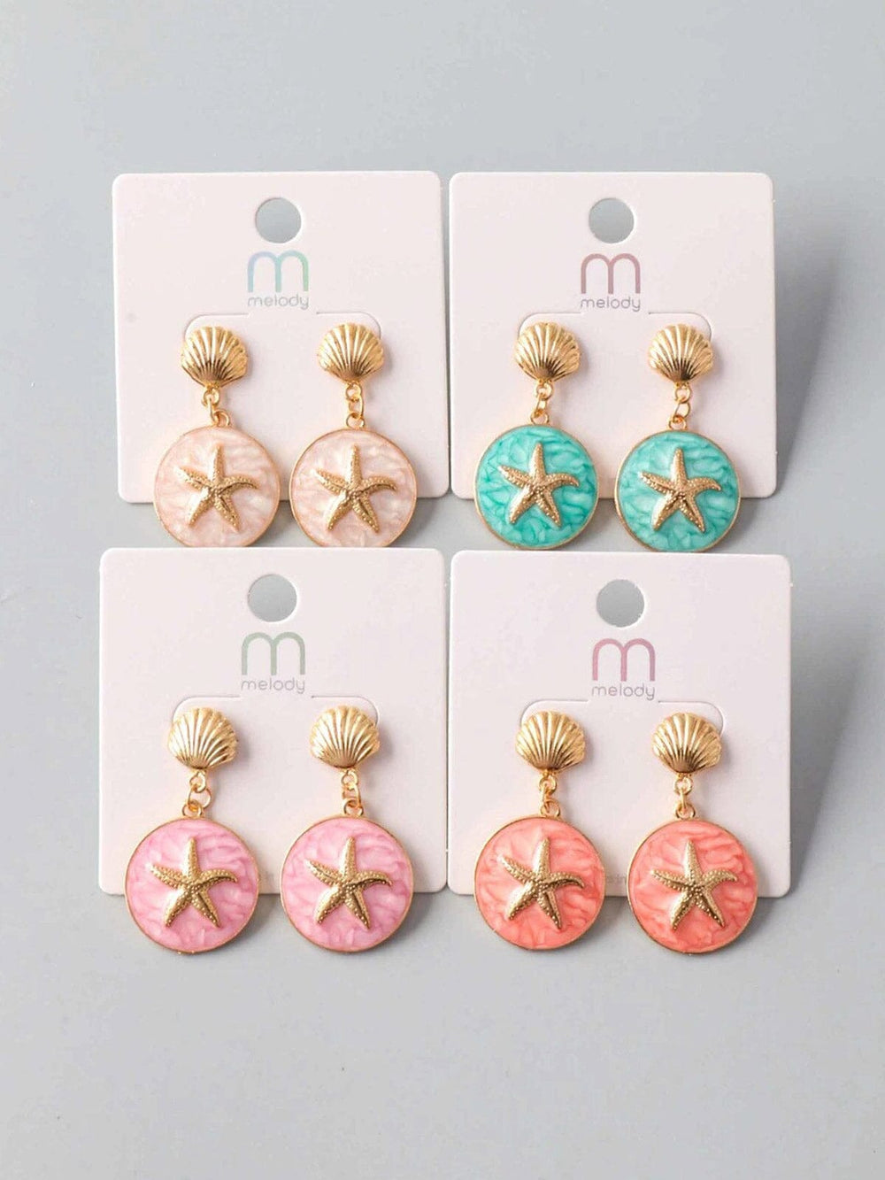 FASHION ASSORTED COLORS SEA STARS EARRINGS