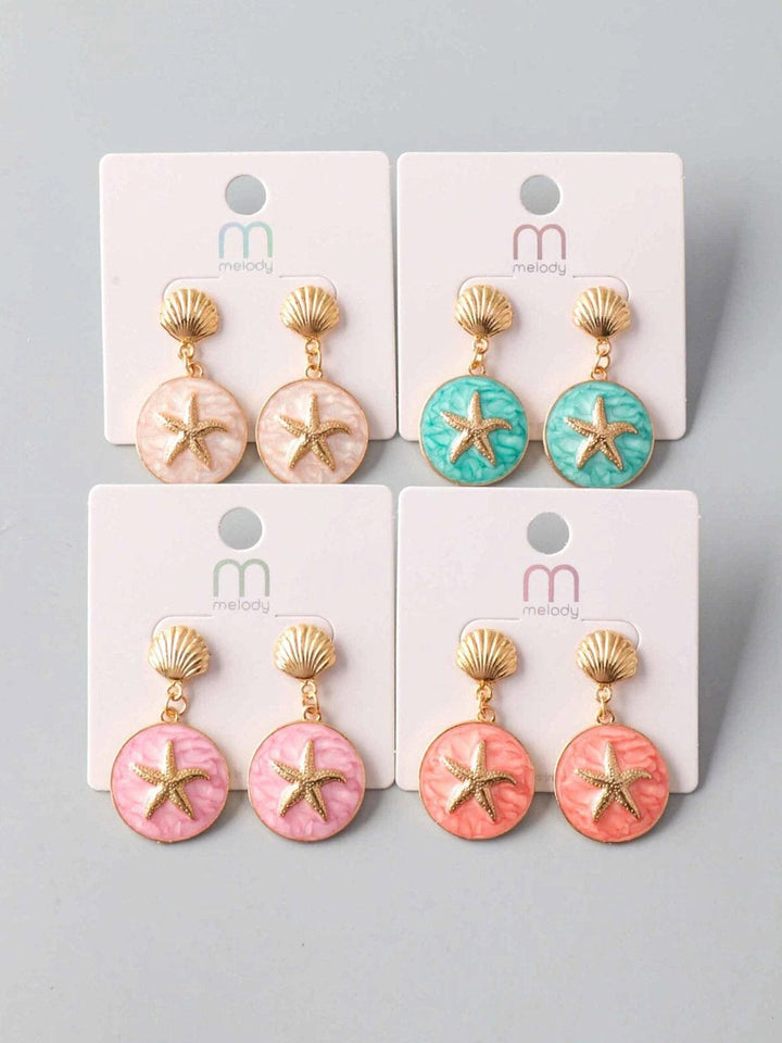 FASHION ASSORTED COLORS SEA STARS EARRINGS