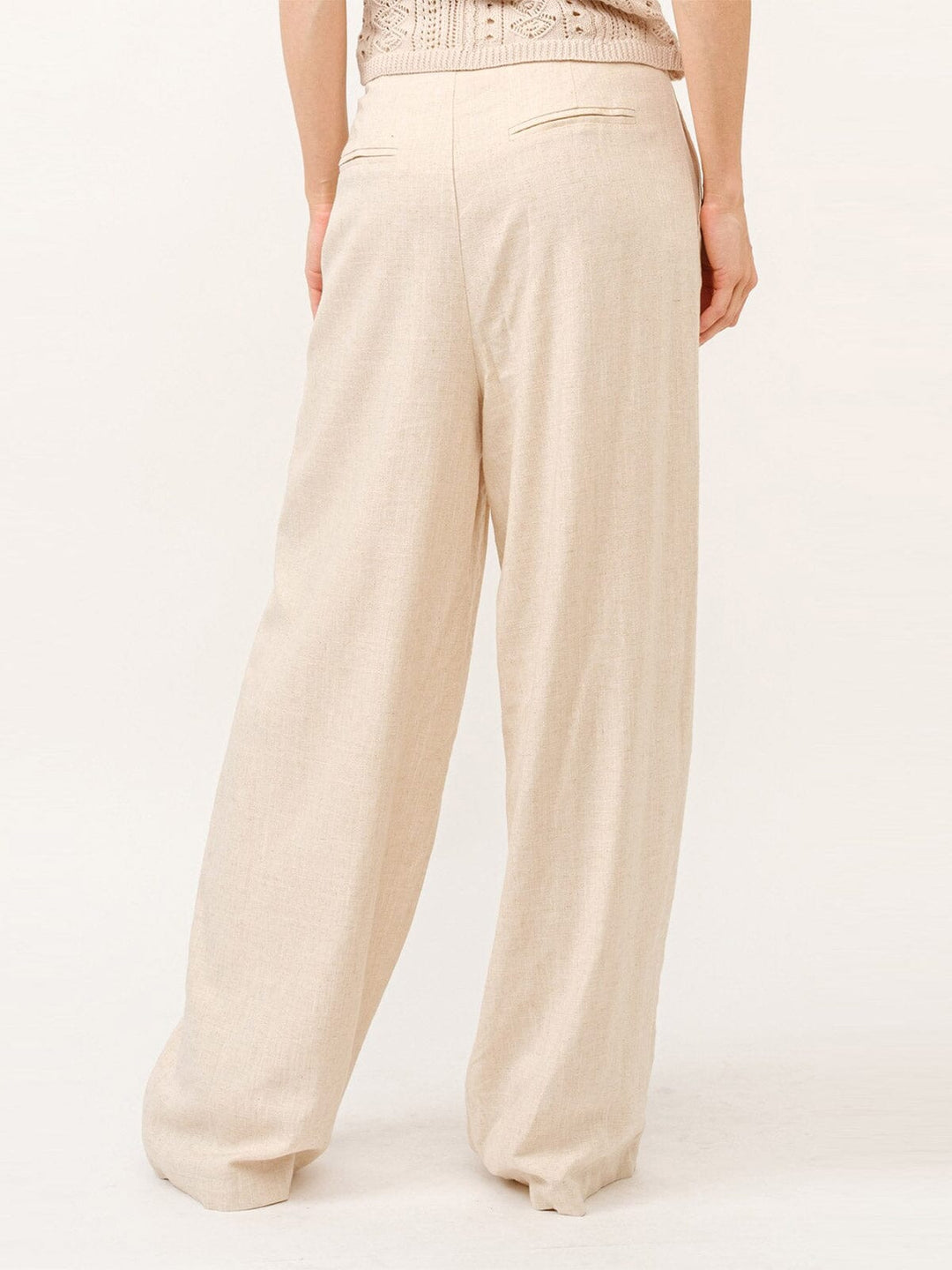 WOMEN'S BUTTON CLOSURE FRONT POCKETS WIDE LEG PANTS