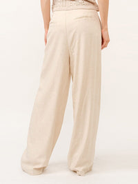 WOMEN'S BUTTON CLOSURE FRONT POCKETS WIDE LEG PANTS