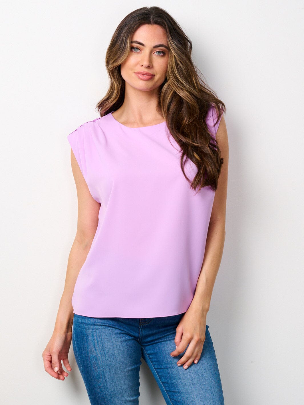 WOMEN'S SLEEVELESS SOLID TUNIC TANK TOP