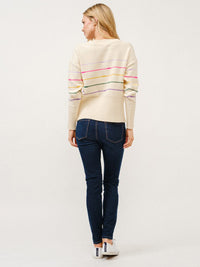 WOMEN'S LONG SLEEVE MULTI STRIPES PULLOVER SWEATER