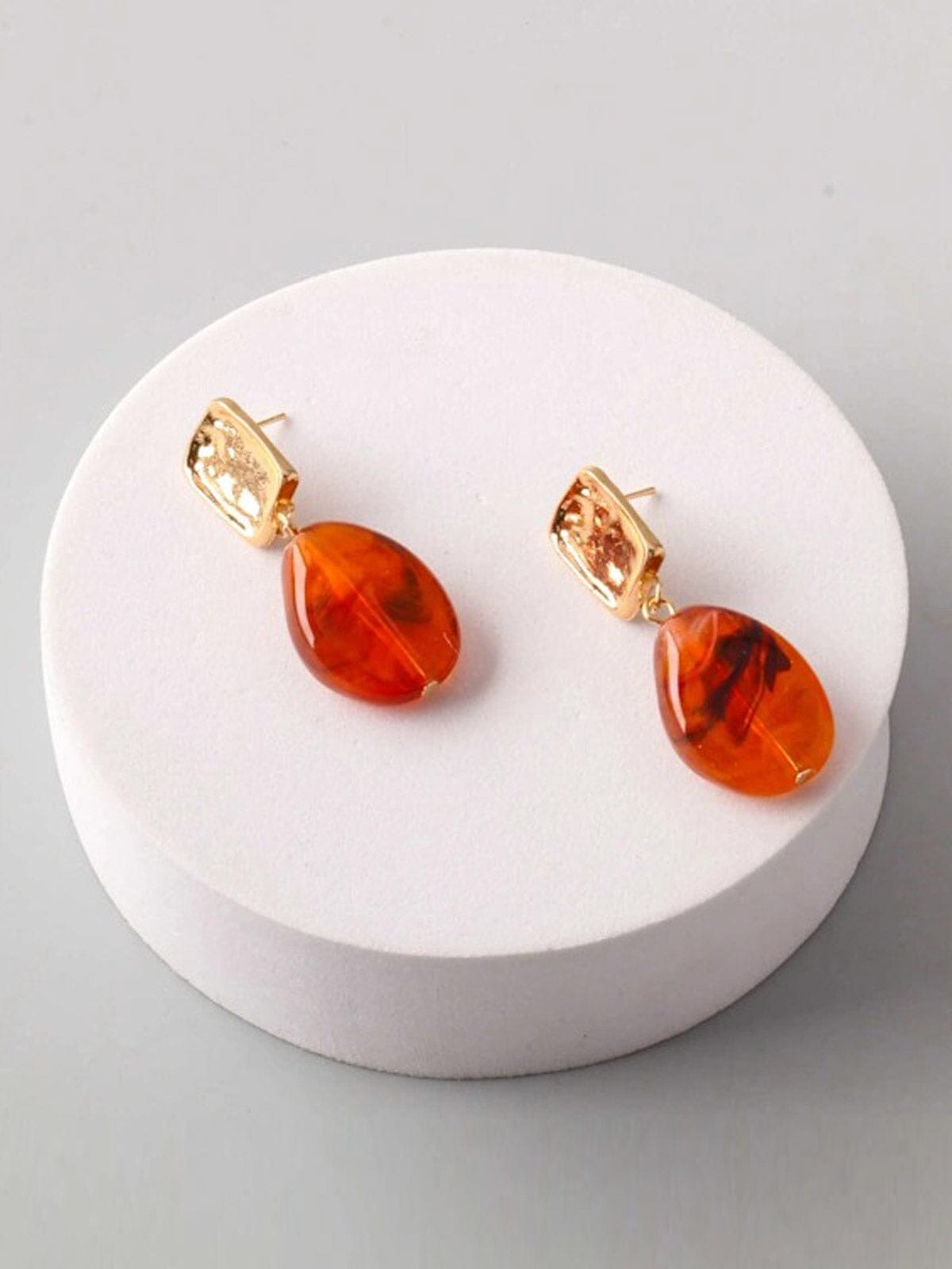 FASHION ASSORTED COLORS HANGING MARBLE EARRINGS
