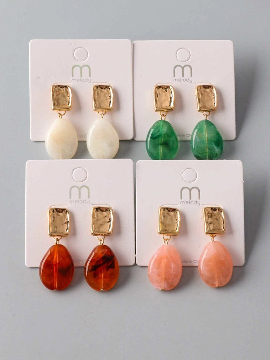 FASHION ASSORTED COLORS HANGING MARBLE EARRINGS