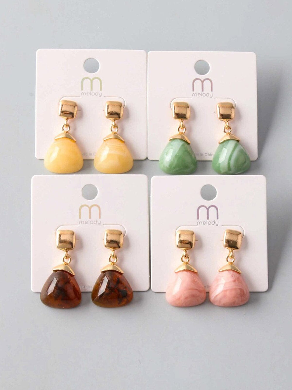 FASHION ASSORTED COLORS HANGING MARBLE EARRINGS