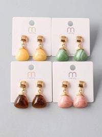 FASHION ASSORTED COLORS HANGING MARBLE EARRINGS