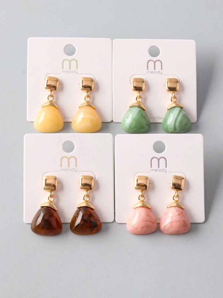 FASHION ASSORTED COLORS HANGING MARBLE EARRINGS