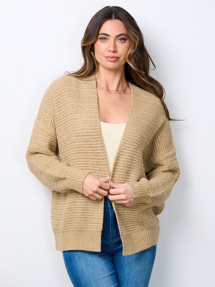 WOMEN'S LONG SLEEVE OPEN FRONT KNIT CARDIGAN