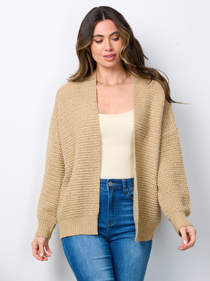 WOMEN'S LONG SLEEVE OPEN FRONT KNIT CARDIGAN