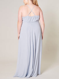 PLUS SIZE SLEEVELESS SURPLICE OPEN BACK MAXI DRESS