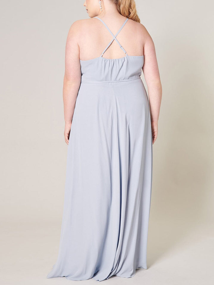 PLUS SIZE SLEEVELESS SURPLICE OPEN BACK MAXI DRESS