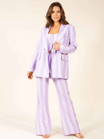 WOMEN'S LONG SLEEVE BLAZER & WIDE LEG PANTS 2PC. SET